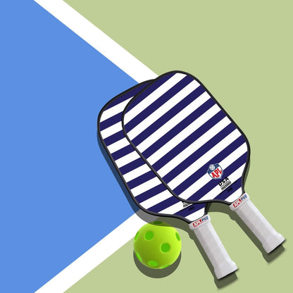 APL - White Blue Lines Pickleball Paddle | 16mm Carbon Fiber | Best Pickleball Paddles | American Pickleball League