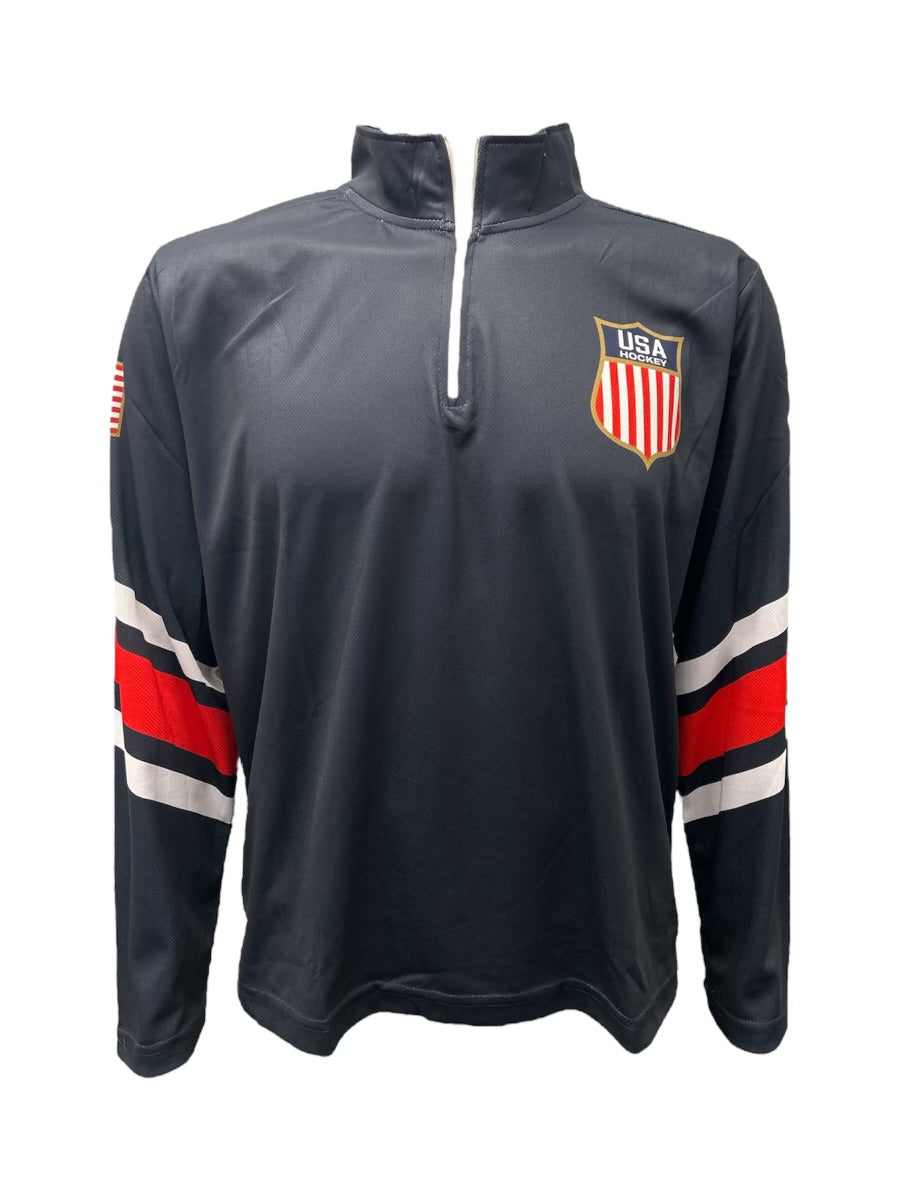 USA Hockey Shield Logo Official Navy Lightweight 1/4 Zip Pullover