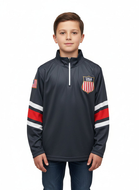USA Hockey Shield Logo Official Navy Youth Lightweight 1/4 Zip Pullover