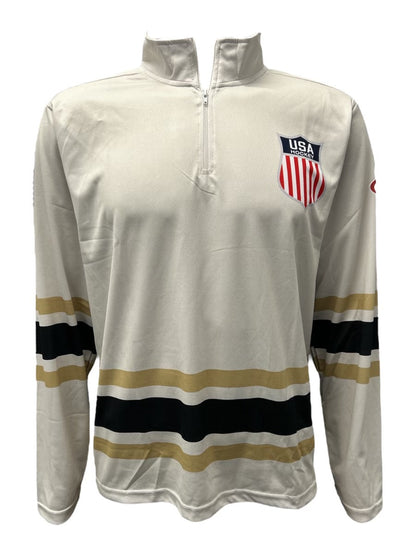 USA Hockey Shield Logo Official Vintage White Lightweight 1/4 Zip Pullover