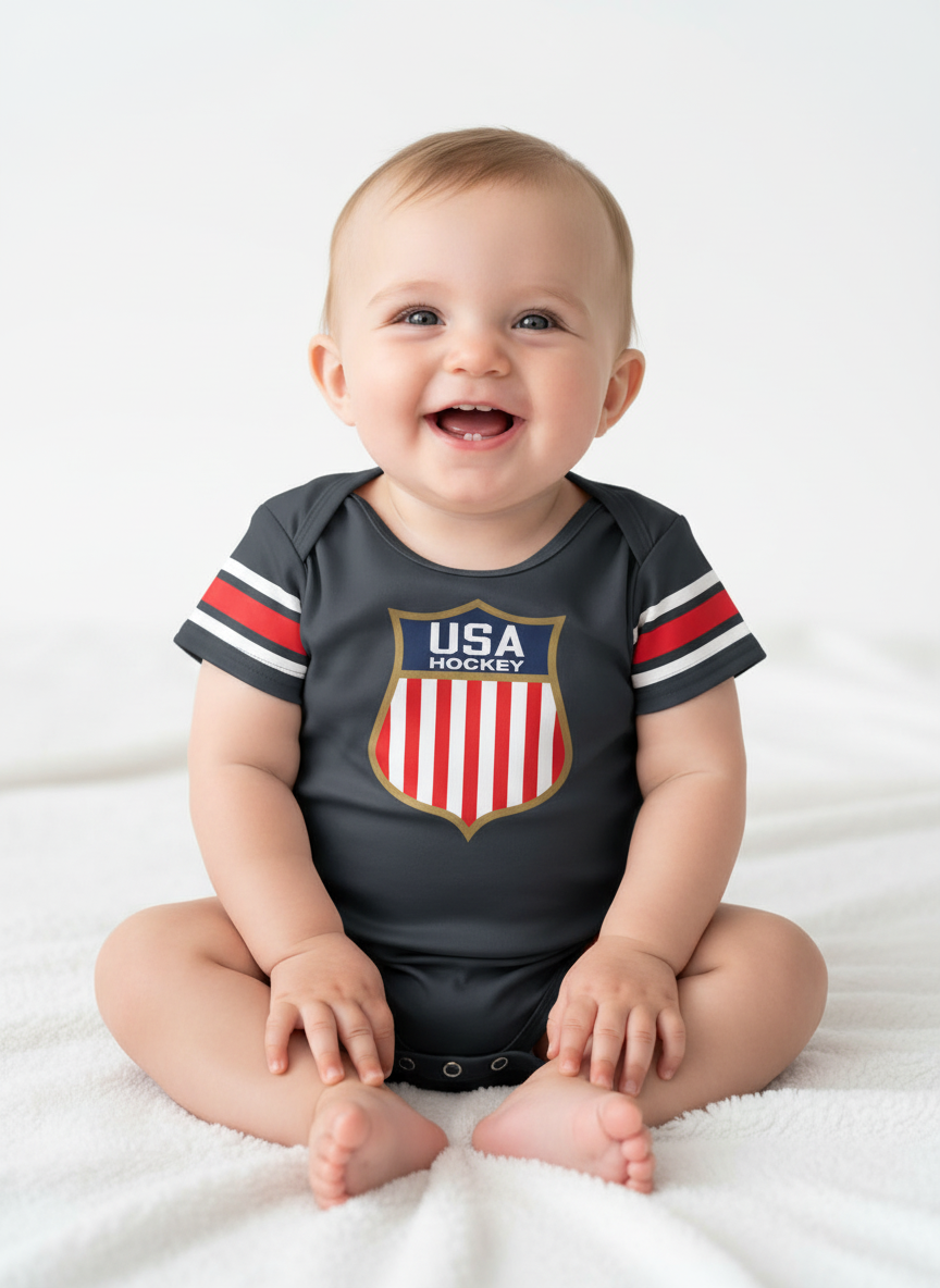 USA Hockey Logo Official Navy Baby Onecie