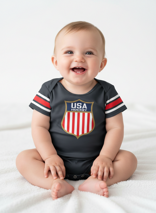 USA Hockey Logo Official Navy Baby Onecie
