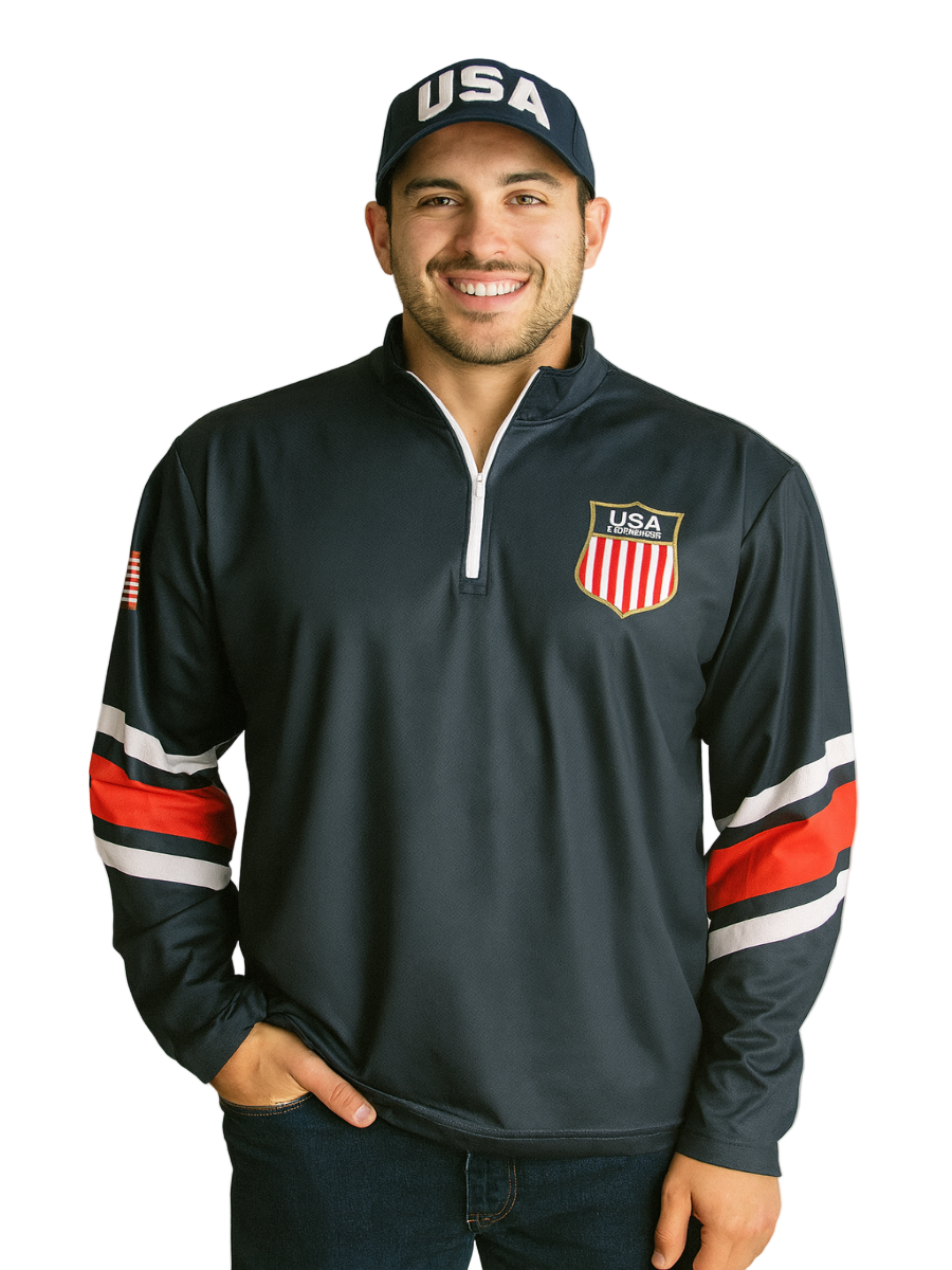 USA Hockey Shield Logo Official Navy Lightweight 1/4 Zip Pullover