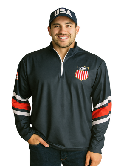 USA Hockey Shield Logo Official Navy Lightweight 1/4 Zip Pullover