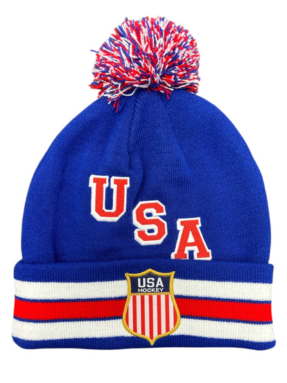USA Hockey Shield Official Licensed Blue Knit Hat