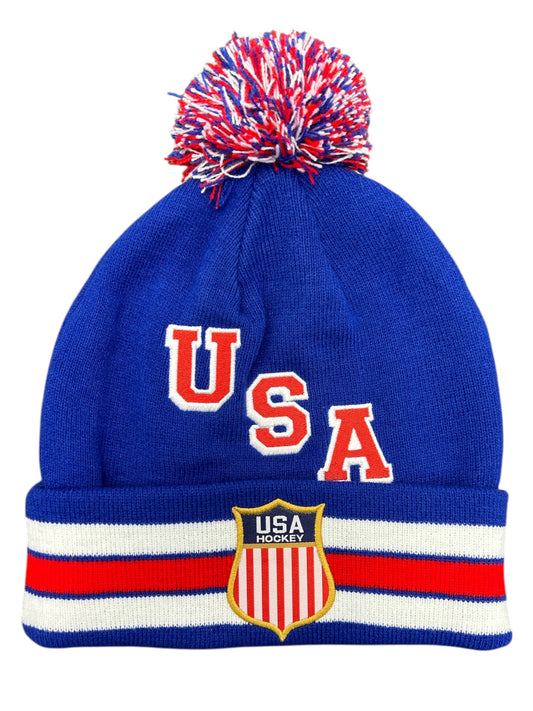 USA Hockey Shield Official Licensed Blue Knit Hat