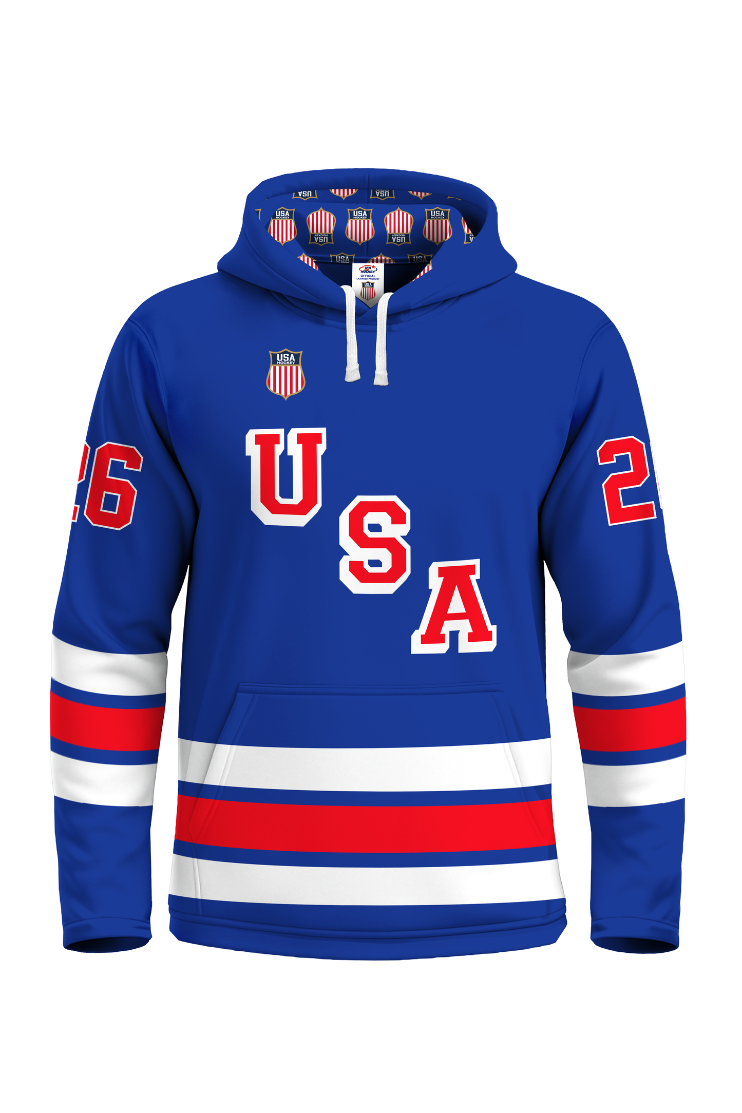 USA Hockey 2026 Replica Jersey Blue Hoodie-(Out of stock sizes will ship by 03/01/2026)