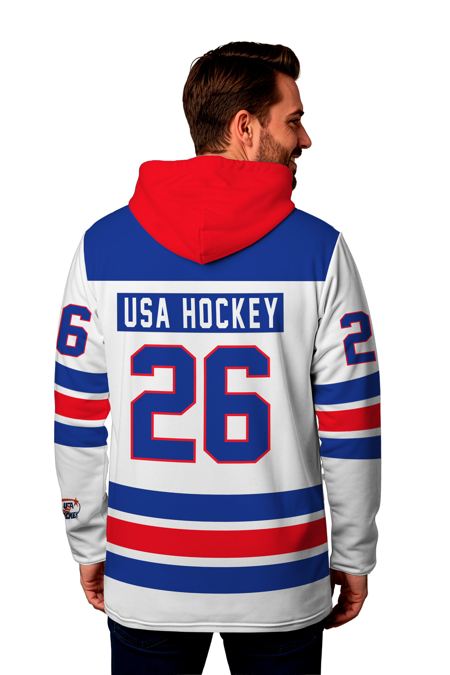 USA Hockey Shield 2026 Replica Jersey White Hoodie-(Out of stock sizes will ship by 03/01/2026)