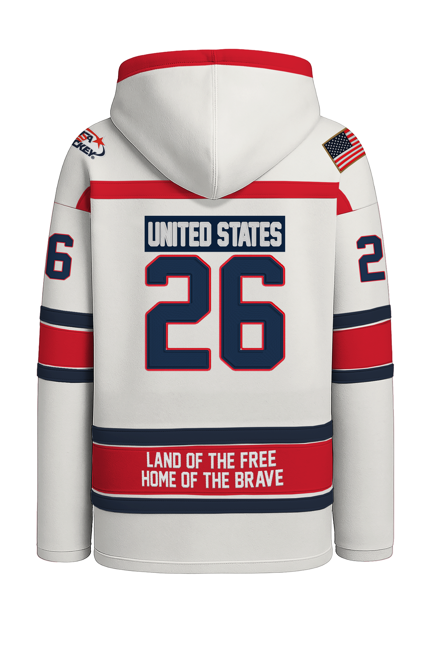 USA Hockey Shield Logo Official Embroidered Vintage White Lace Hoodie
