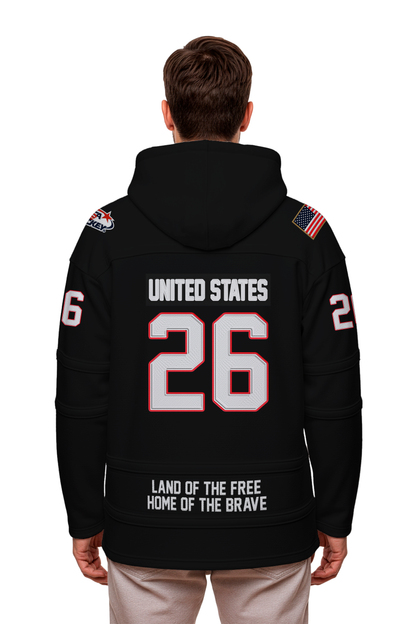 USA Hockey Shield Logo Official Vintage Look Embroidered  Black Lace Hoodie