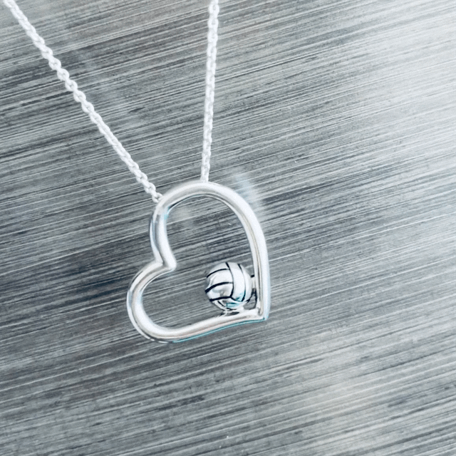 Volleyball Heart Necklace - Silver