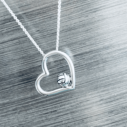Volleyball Heart Necklace - Silver
