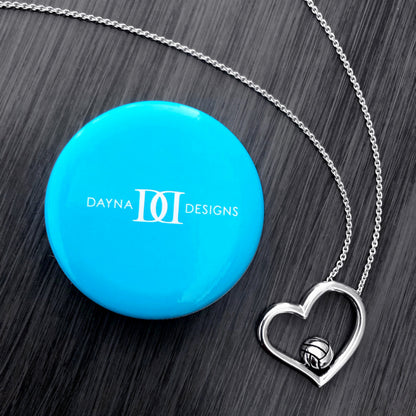 Volleyball Heart Necklace - Silver