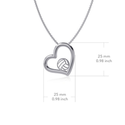 Volleyball Heart Necklace - Enamel