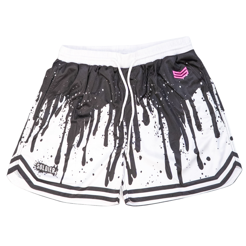 Soldier Tank Baseball Shorts White Black