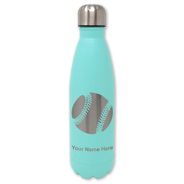 LaserGram Double Wall Water Bottle, Baseball Ball, Personalized Engraving Included