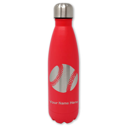 LaserGram Double Wall Water Bottle, Baseball Ball, Personalized Engraving Included