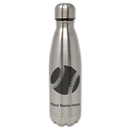 LaserGram Double Wall Water Bottle, Baseball Ball, Personalized Engraving Included