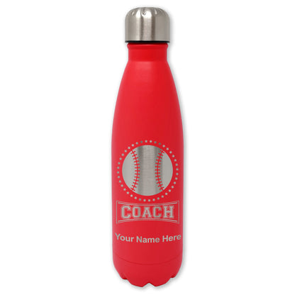 LaserGram Double Wall Water Bottle, Baseball Coach, Personalized Engraving Included