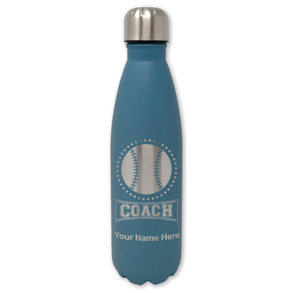 LaserGram Double Wall Water Bottle, Baseball Coach, Personalized Engraving Included