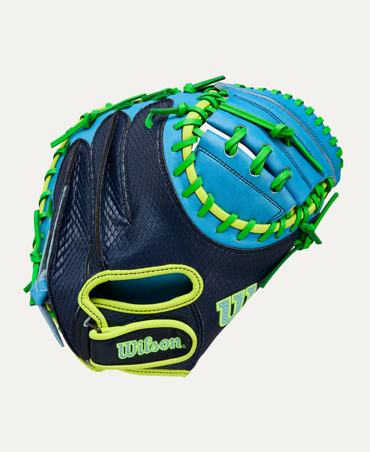 Wilson 2025 Fall A2000 PF33SS Navy/Sky Blue/N 33.00" Baseball Catcher's Mitt WBW10346533