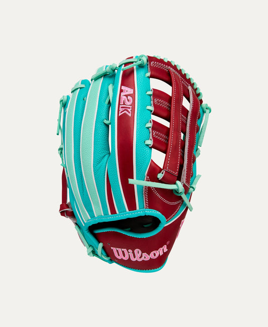 Wilson 2025 Fall A2K MY7SS Teal/Seafoam/Red 12.50" Baseball Glove WBW103474125