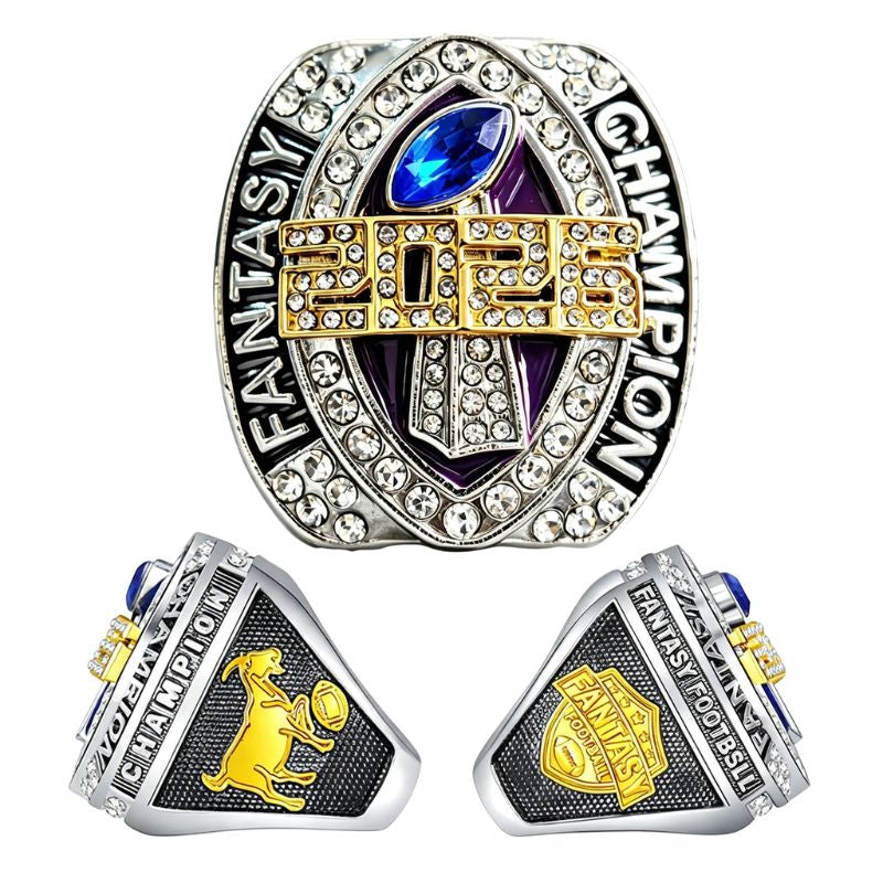 2026 Fantasy Football Championship Ring Replica- Colorful Enamel Front Design