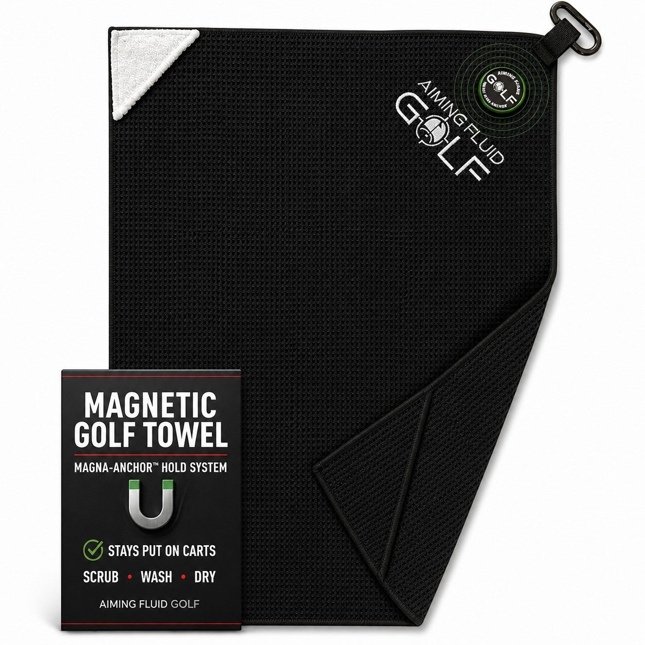 Magna-Anchor™ Magnetic Golf Towel – Stubby (16×24)