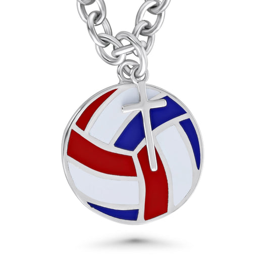 Volleyball Dangle Cross Necklace
