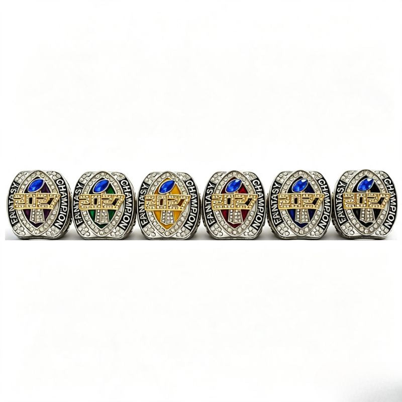 2027 Fantasy Football Championship Ring Replica – Ram Head Design with Color Enamel Details