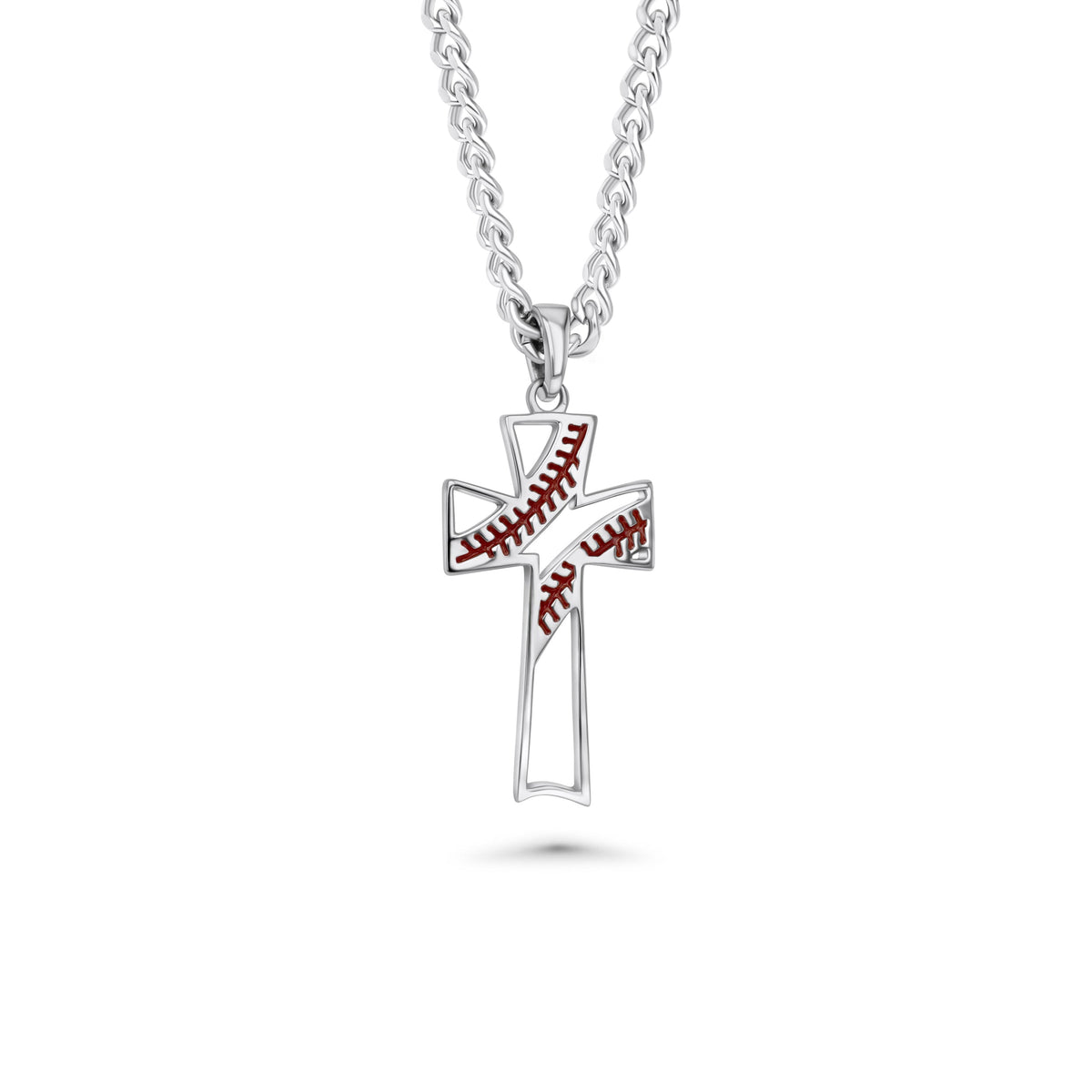 Baseball Stitch Open Cross Necklace