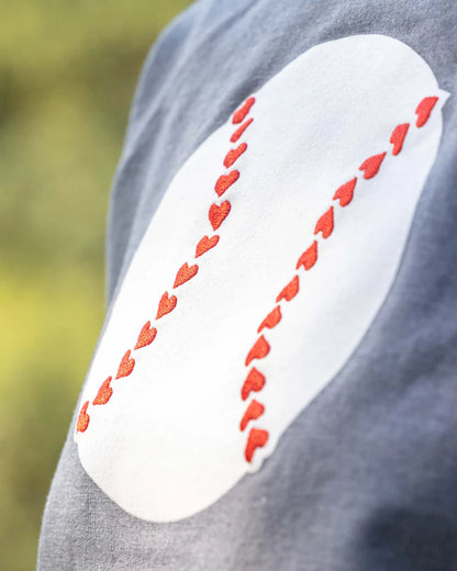 Baseballism Stitched Heart Seams Women's Crew Neck Sweatshirt