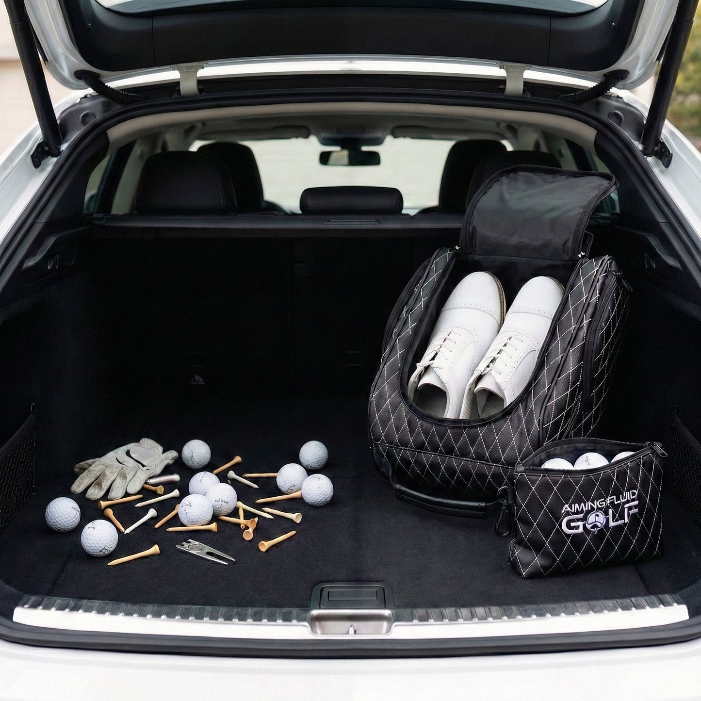 Premium Golf Shoe Bag – Vented Synthetic Leather Shoe Storage