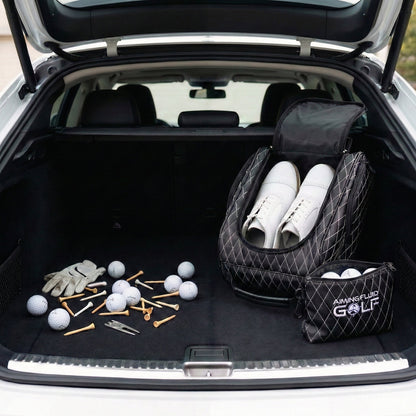 Premium Golf Shoe Bag – Vented Synthetic Leather Shoe Storage