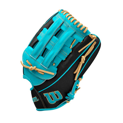 Wilson 2024 Fall A2000 PF50SS Black/Teal 12.25" Baseball Glove WBW1022771225