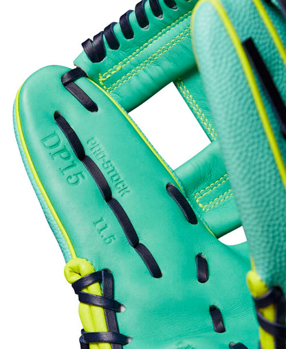 Wilson 2024 Fall A2000 DP15SS Seafoam/Optic 11.5" Baseball Glove WBW102275115