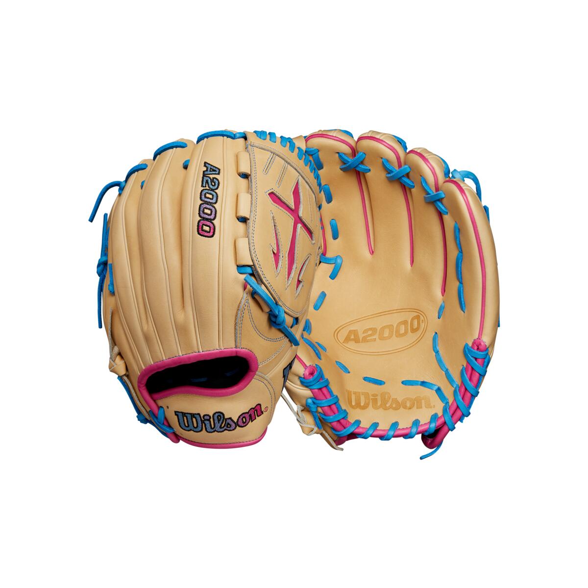 Wilson A2000 2024 AUGUST GOTM B23 Sky Blue/Pink 12.00" Baseball Glove: WBW10278812