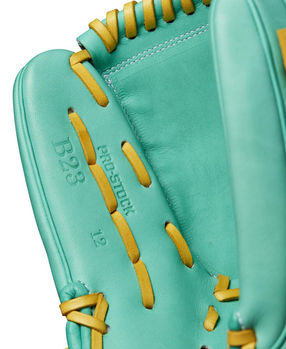 Wilson 2024 Fall A2000 B23 Seafoam/Yellow 12" Baseball Glove WBW10227012
