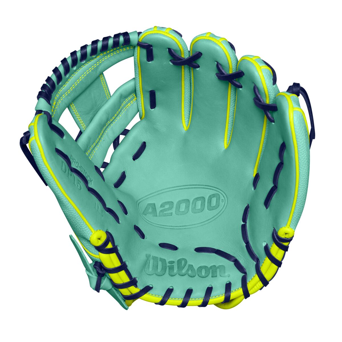 Wilson 2024 Fall A2000 DP15SS Seafoam/Optic 11.5" Baseball Glove WBW102275115