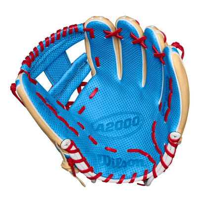 Wilson 2024 Fall A2000 1975 Blonde/Sky Blue 11.75" Baseball Glove WBW1022681175