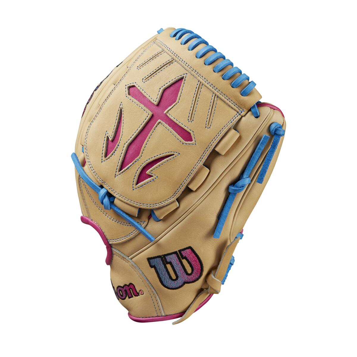 Wilson A2000 2024 AUGUST GOTM B23 Sky Blue/Pink 12.00" Baseball Glove: WBW10278812