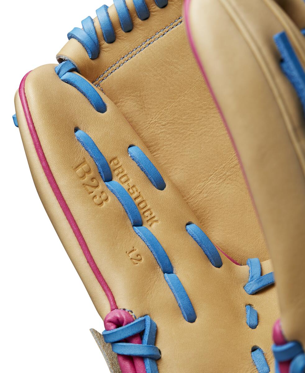 Wilson A2000 2024 AUGUST GOTM B23 Sky Blue/Pink 12.00" Baseball Glove: WBW10278812