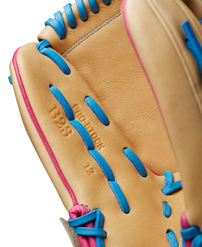 Wilson A2000 2024 AUGUST GOTM B23 Sky Blue/Pink 12.00" Baseball Glove: WBW10278812