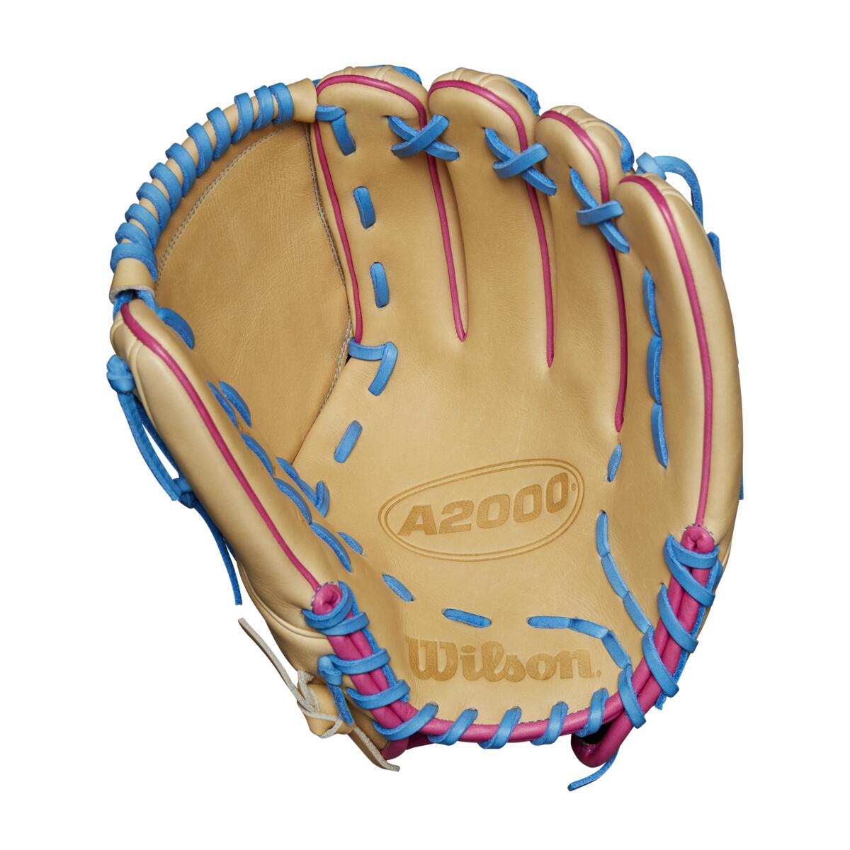 Wilson A2000 2024 AUGUST GOTM B23 Sky Blue/Pink 12.00" Baseball Glove: WBW10278812