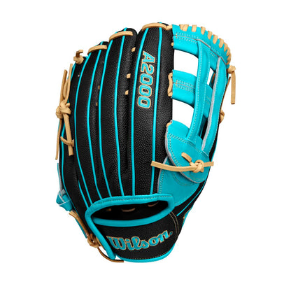 Wilson 2024 Fall A2000 PF50SS Black/Teal 12.25" Baseball Glove WBW1022771225