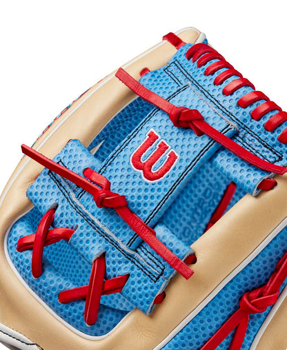 Wilson 2024 Fall A2000 1975 Blonde/Sky Blue 11.75" Baseball Glove WBW1022681175