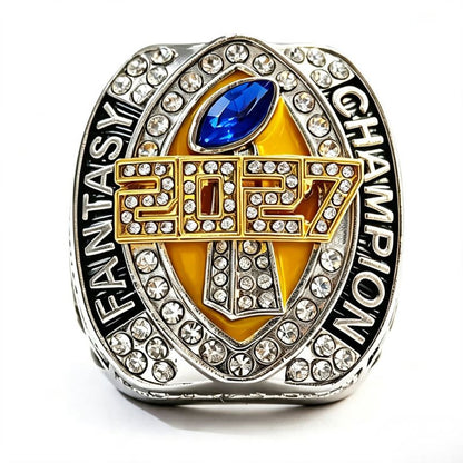 2027 Fantasy Football Championship Ring Replica – Ram Head Design with Color Enamel Details