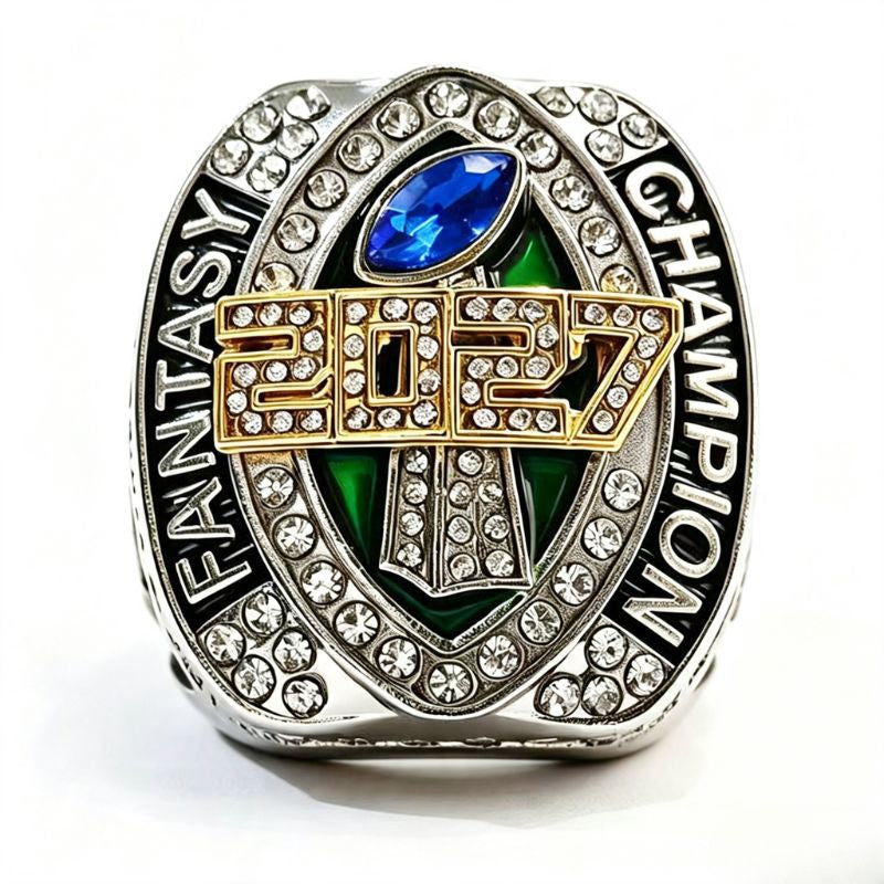 2027 Fantasy Football Championship Ring Replica – Ram Head Design with Color Enamel Details