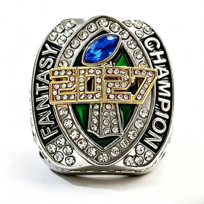 2027 Fantasy Football Championship Ring Replica – Ram Head Design with Color Enamel Details