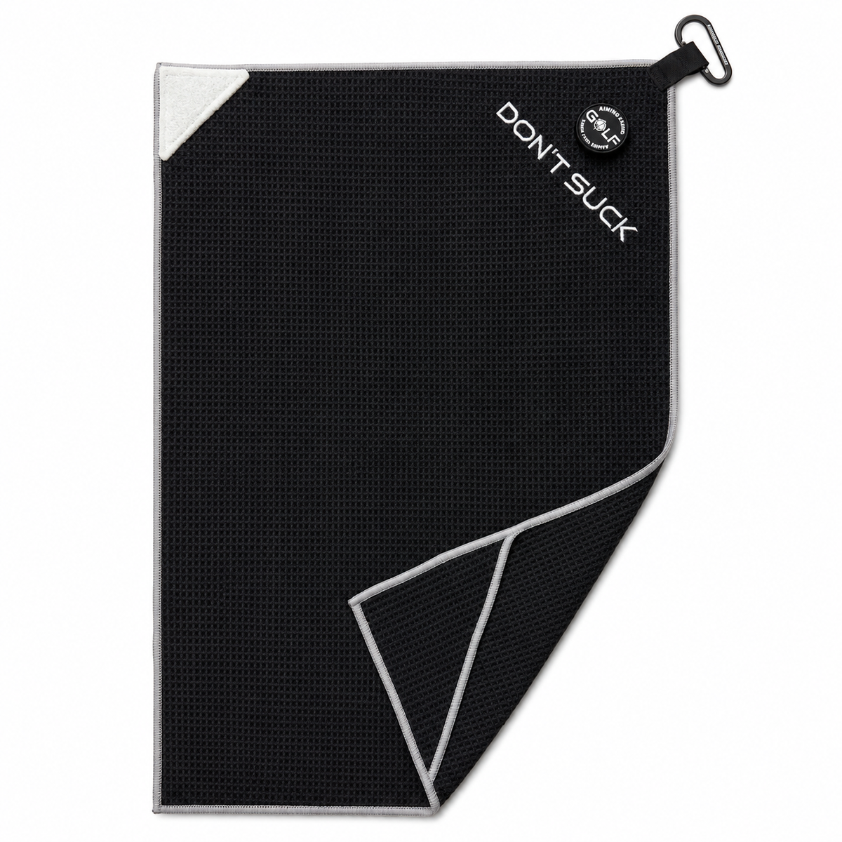 Don't Suck Magna-Anchor™ Stubby Magnetic Golf Towel - Black / Grey